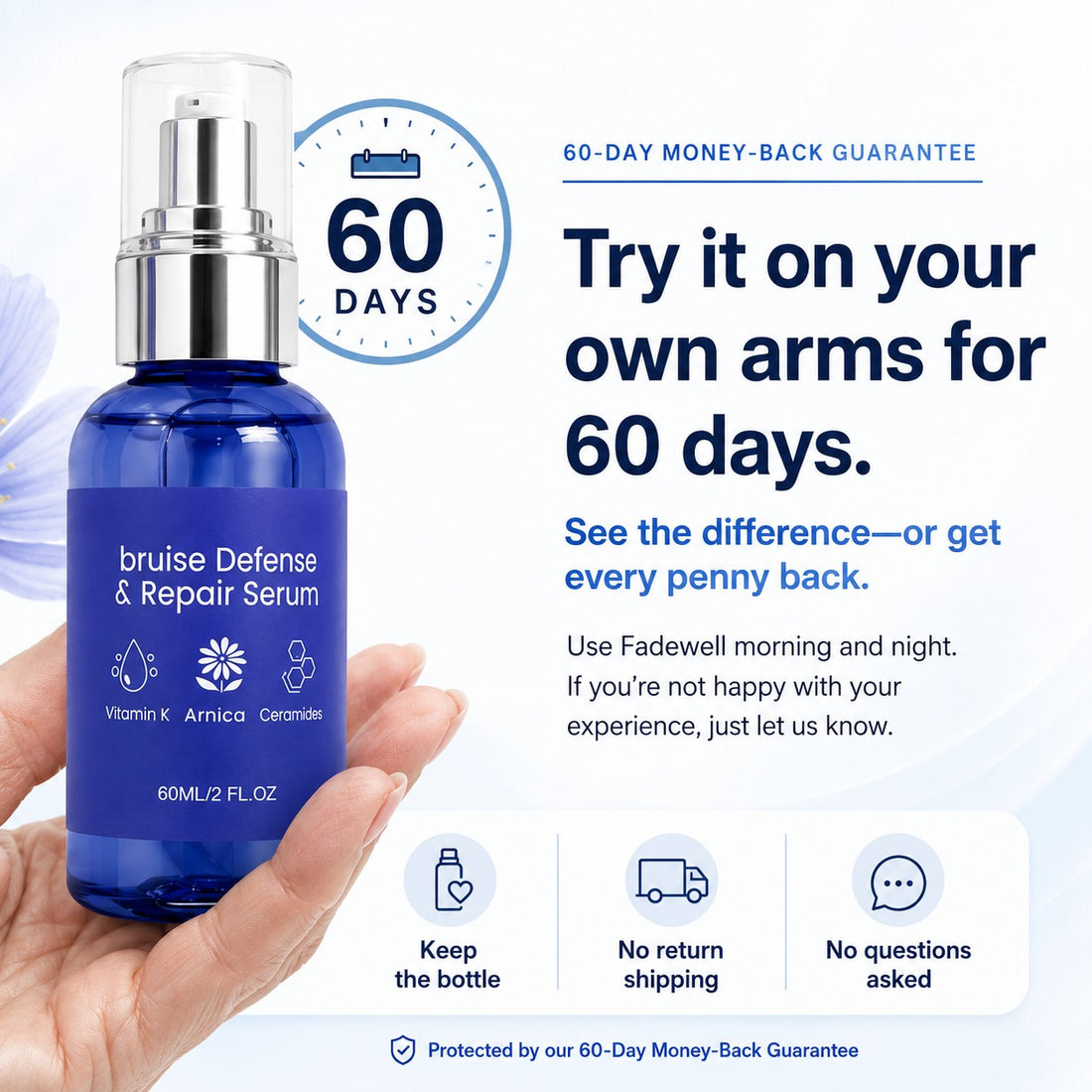 60-day money-back guarantee — keep the bottle